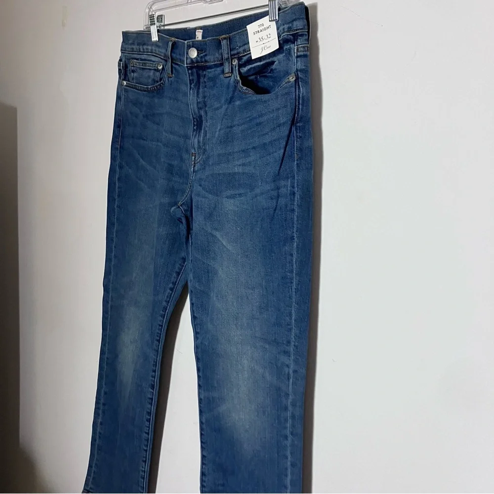 J. Crew Jeans 770 Straight Leg Kurabo Denim Stretch Blue 35 x‎ 32 NWT